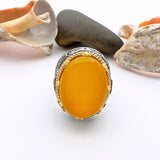 Men's Yellow Agate Stone Silver Ring