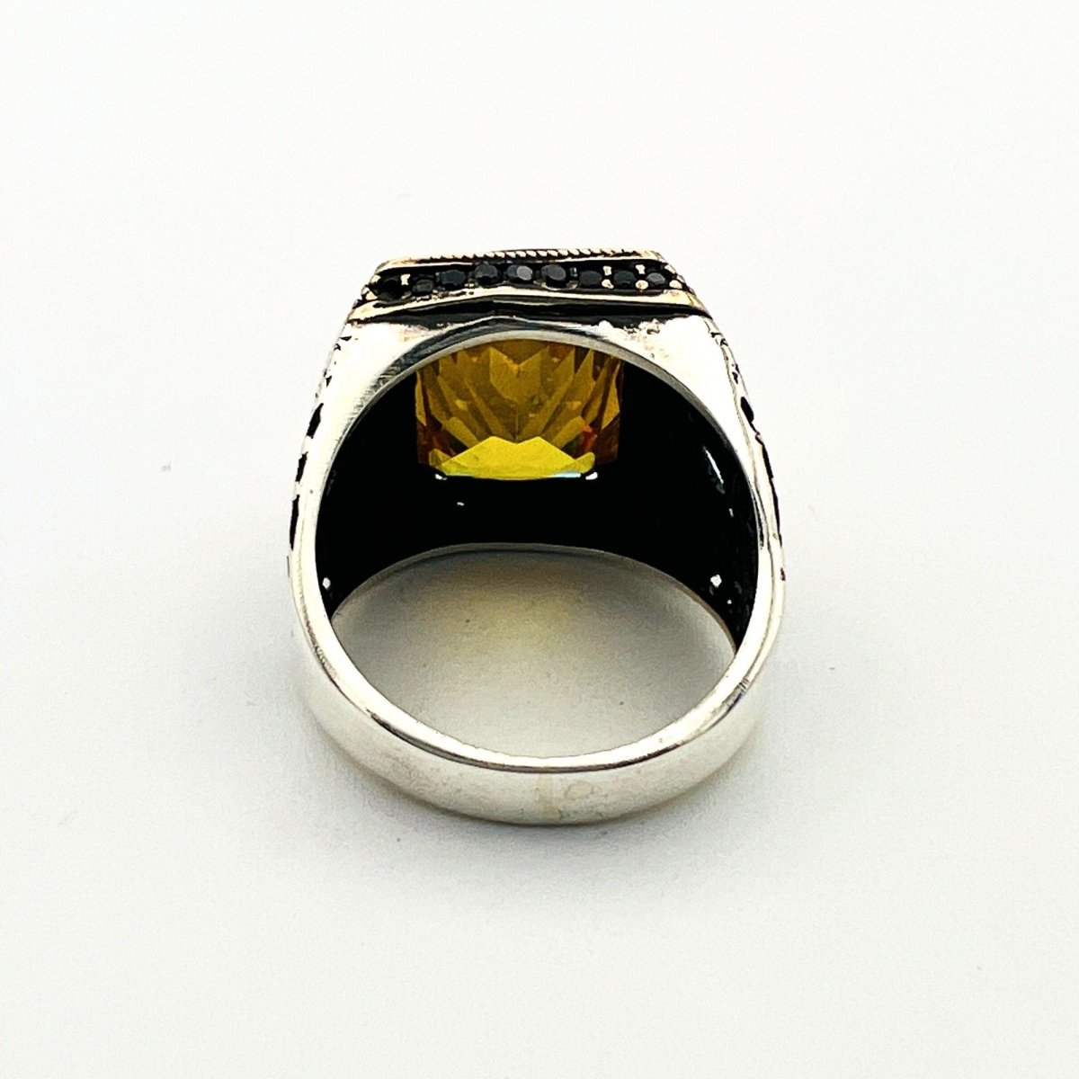 Men's Yellow Citrine Silver Ring