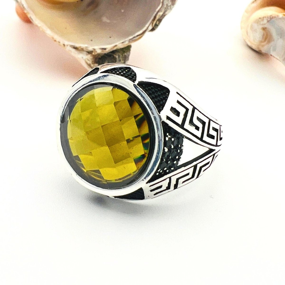 Men's Yellow Zircon Stone Ring