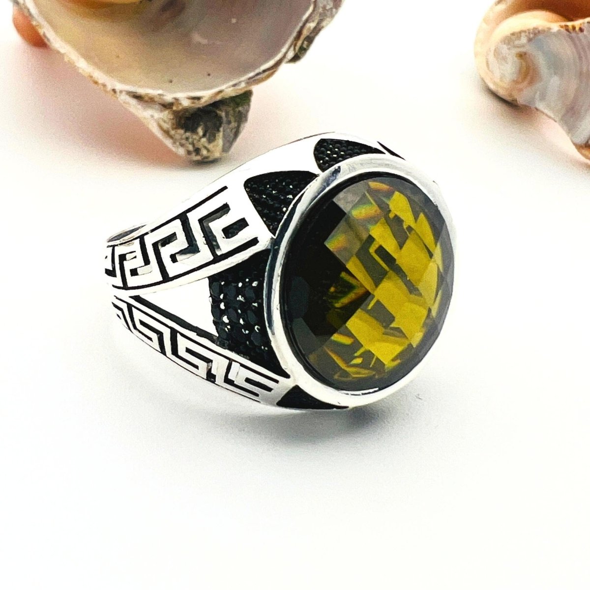 Men's Yellow Zircon Stone Ring