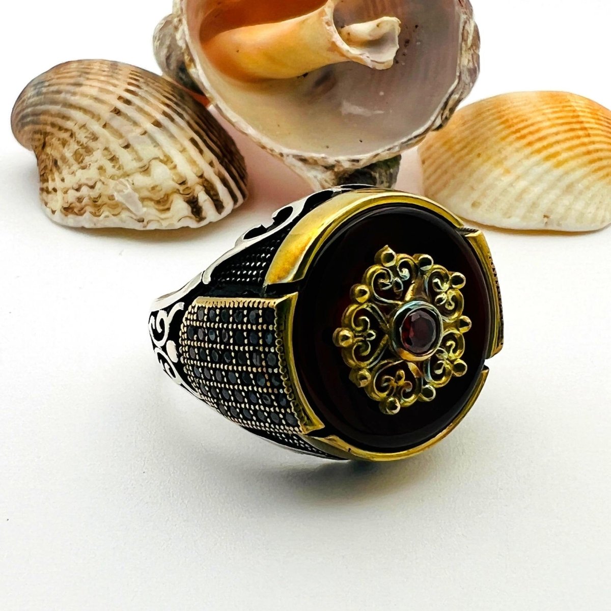 Men's Yemeni Aqeeq Gemstone Ring - TryAladdin