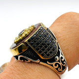 Men's Yemeni Aqeeq Gemstone Ring