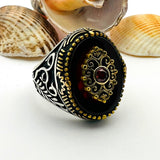 Men's Yemeni Aqeeq Stone Silver Ring