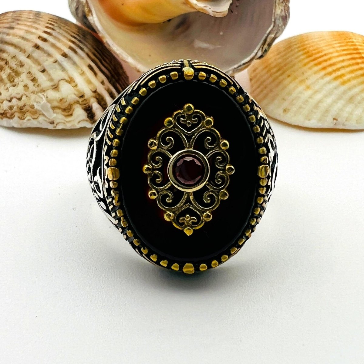 Men's Yemeni Aqeeq Stone Silver Ring