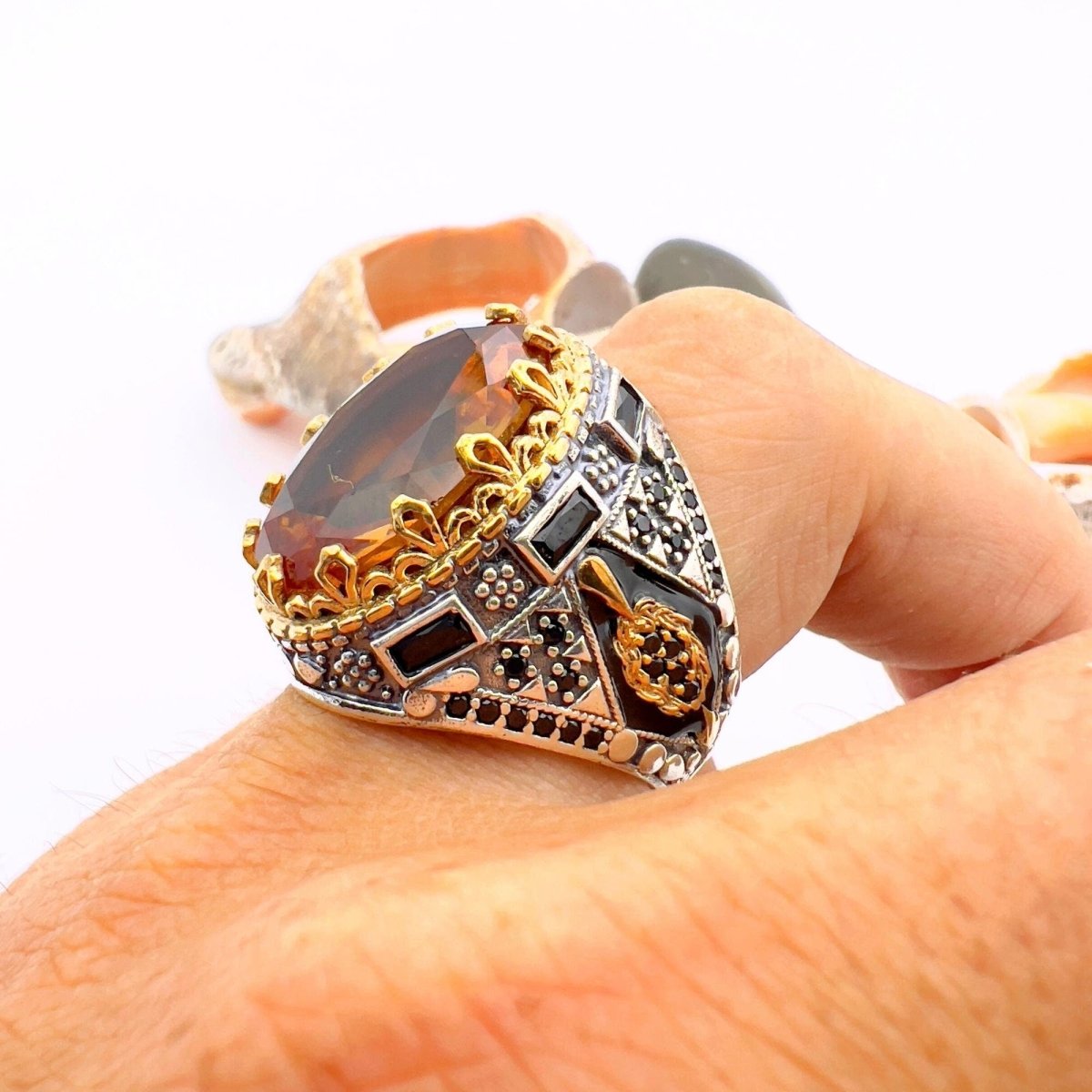 Men's Zultanite Color Changing Stone Silver Ring