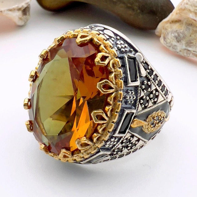 Men's Zultanite Color Changing Stone Silver Ring