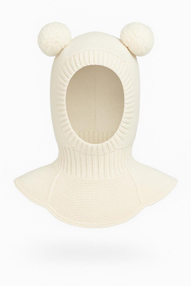 meric bebe Kids Seamless Knitted Pom - Pom Balaclava Hat (0 - 2 Yrs) - TryAladdin