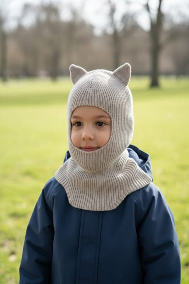 Meric Bebe Knitted cat Ear Balaclava - cozy Winter Hat for Baby & child - TryAladdin