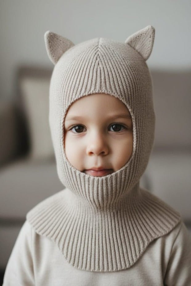 Meric Bebe Knitted cat Ear Balaclava - cozy Winter Hat for Baby & child - TryAladdin