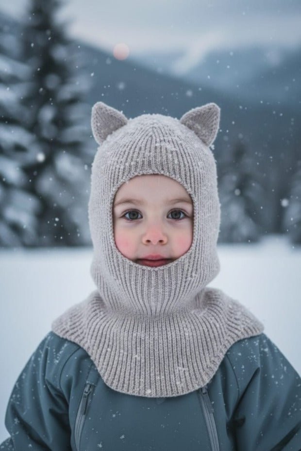 Meric Bebe Knitted cat Ear Balaclava - cozy Winter Hat for Baby & child - TryAladdin