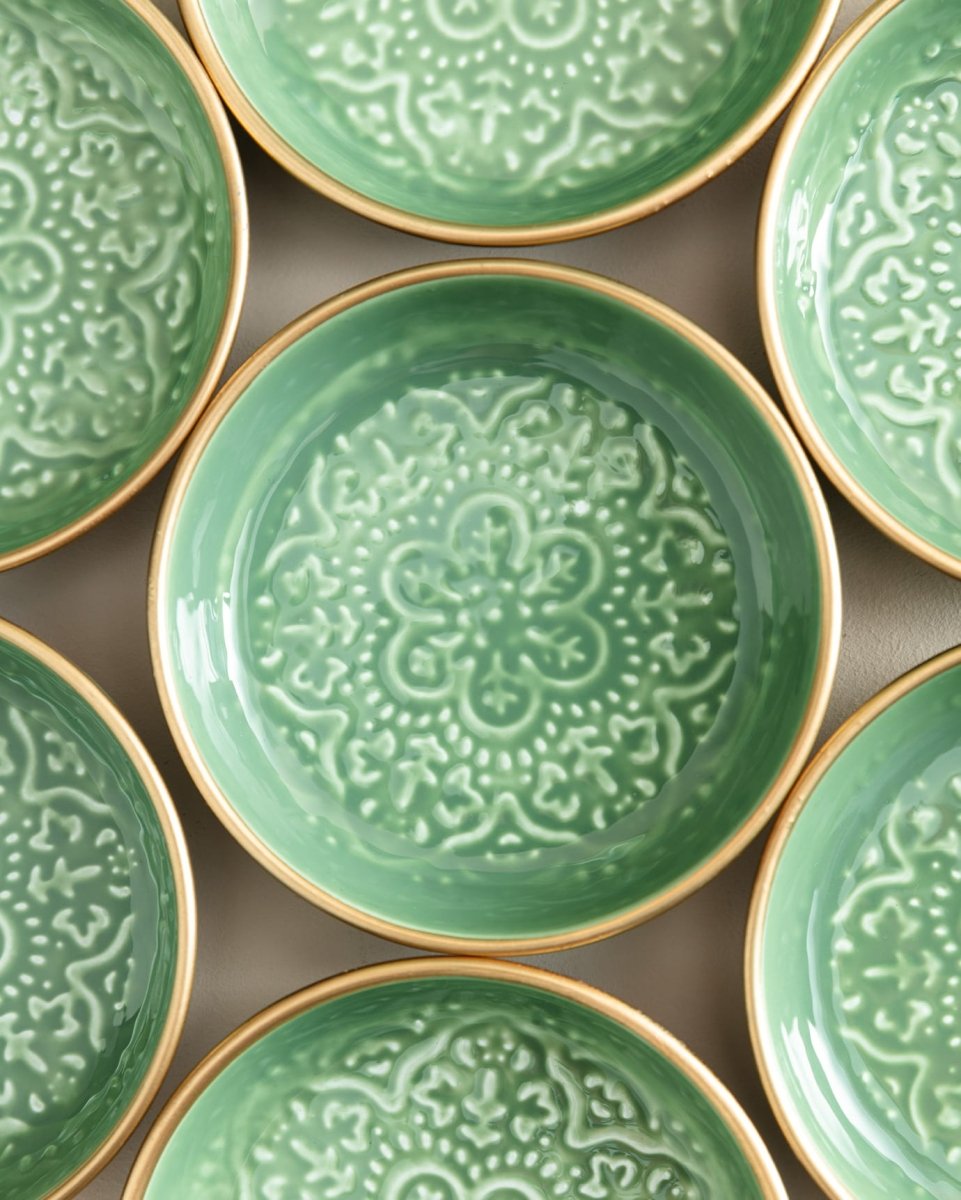 Metal Rosalie Plate Set - Soft Green Finish - TryAladdin