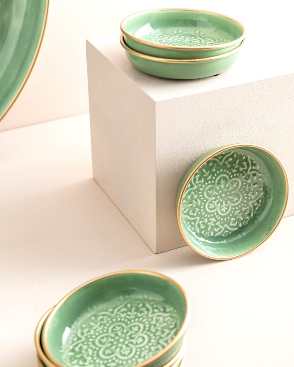 Metal Rosalie Plate Set - Soft Green Finish - TryAladdin