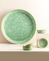 Metal Rosalie Plate Set - Soft Green Finish - TryAladdin