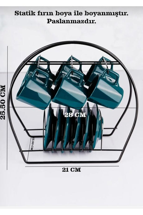 Metalay Professional Oval Black Metal Mug & Cup Drying Rack Organizer - TryAladdin