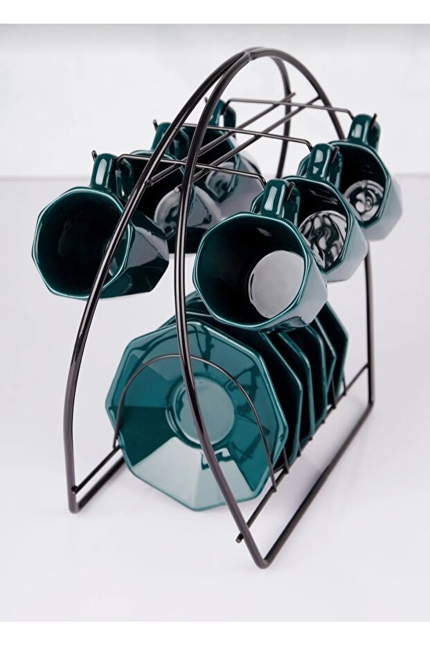 Metalay Professional Oval Black Metal Mug & Cup Drying Rack Organizer - TryAladdin