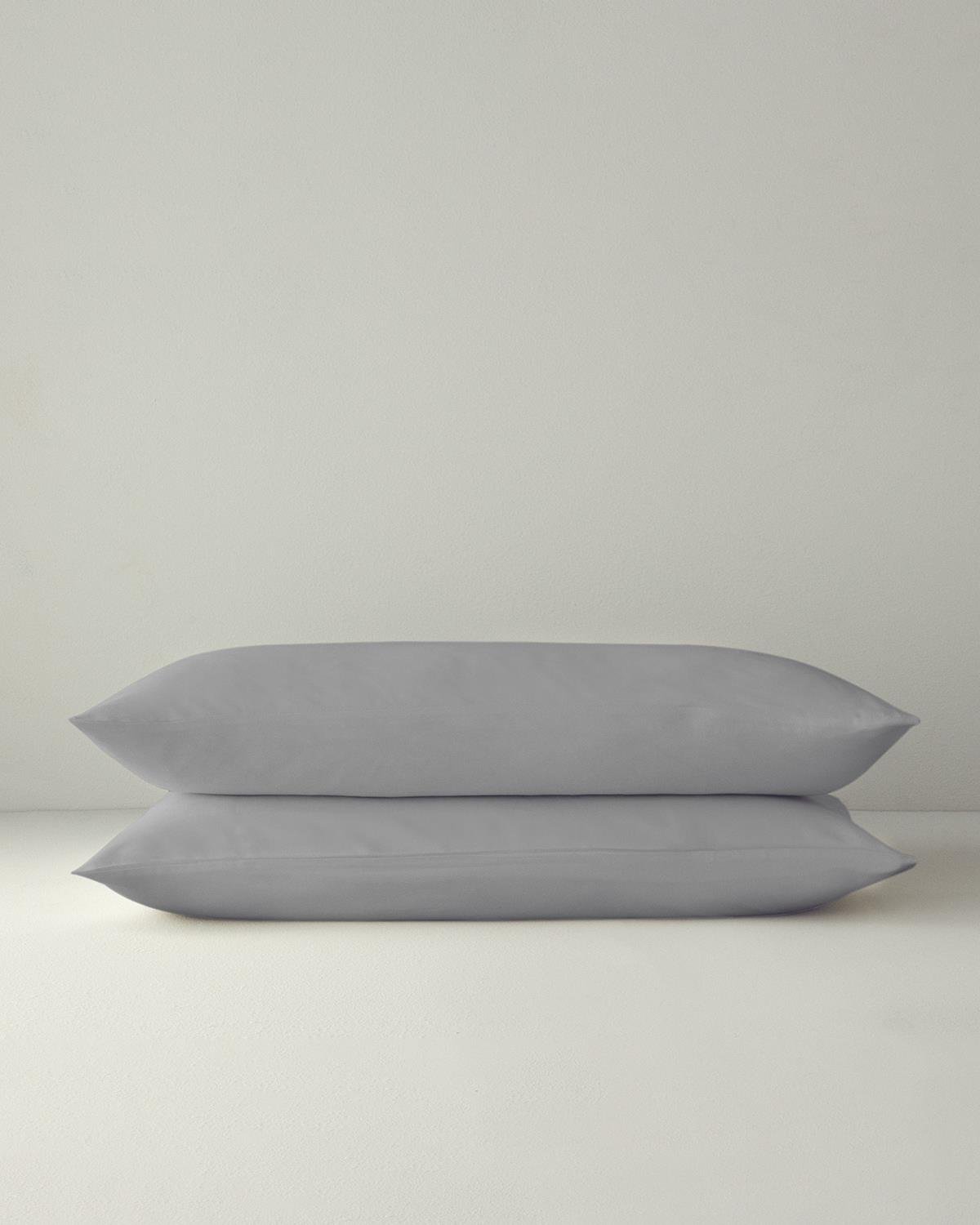 Professional Grade Cotton Sateen Pillowcase Set Silver 50x70cm