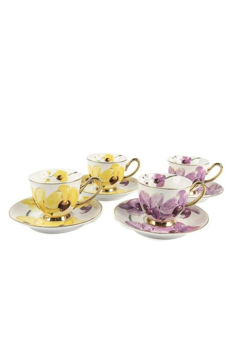 Mikasa Moor Premium New Bloom Porcelain Coffee Cup Set - 4 - Piece - TryAladdin
