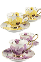 Mikasa Moor Premium New Bloom Porcelain Coffee Cup Set - 4 - Piece - TryAladdin