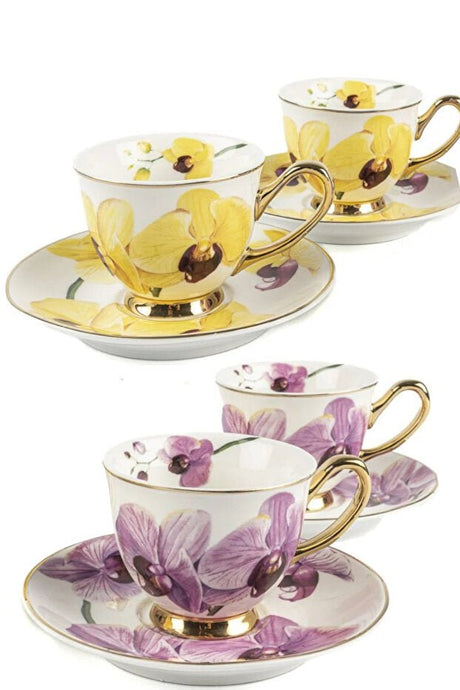Mikasa Moor Premium New Bloom Porcelain Coffee Cup Set - 4 - Piece - TryAladdin