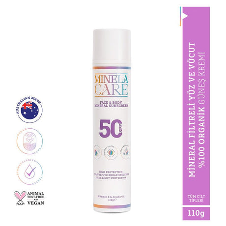 Mineral SPF 50+ Sunscreen - Broad - Spectrum Zinc Oxide & Vitamin E Cream - TryAladdin