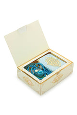 Mini Yasin, Crystal Stone Prayer Bead and Stone Designed Dhikrmatic Gift Set, Blue - TryAladdin