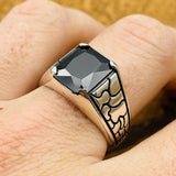 Minimalist Square Black Onyx Stone Men's Ring