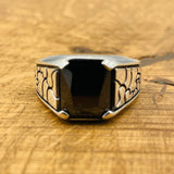 Minimalist Square Black Onyx Stone Men's Ring