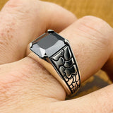 Minimalist Square Black Onyx Stone Men's Ring