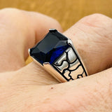 Minimalist Square Blue Sapphire Men's Ring