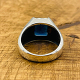 Minimalist Square Blue Sapphire Men's Ring