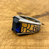 Minimalist Square Blue Sapphire Men's Ring