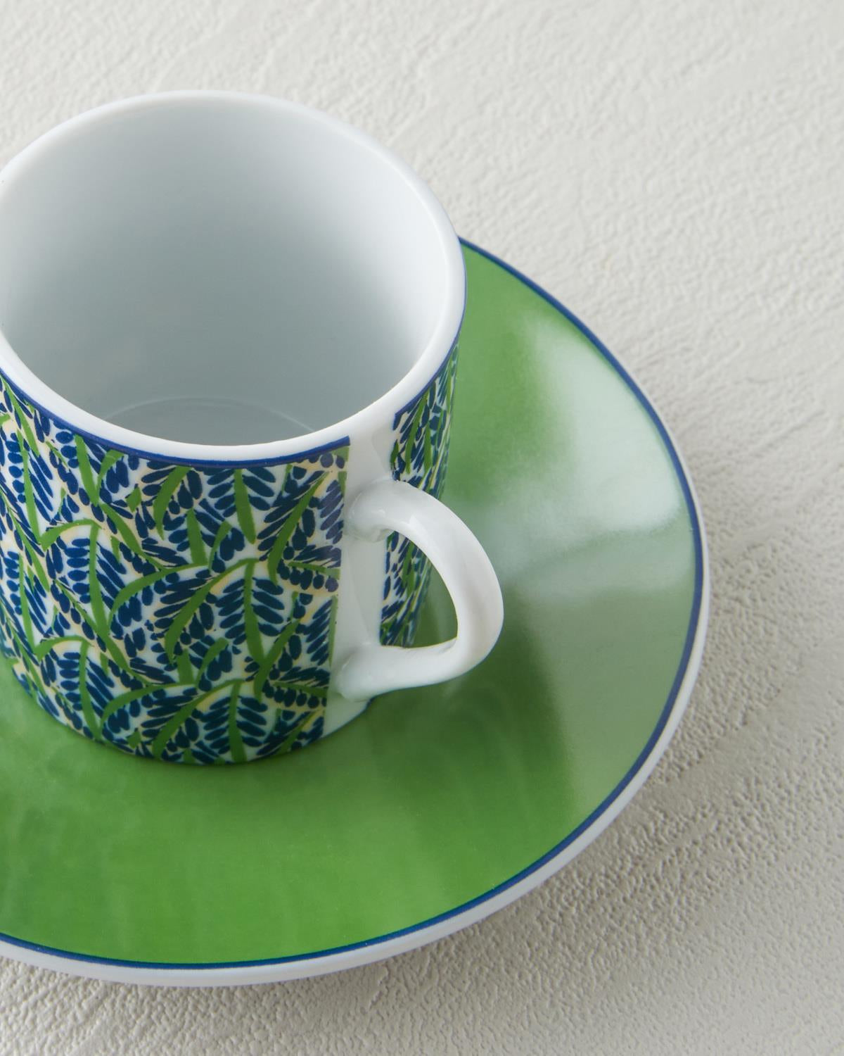 Professional Grade Porcelain Coffee Cup Set   2 Person   80ml   Green Finish