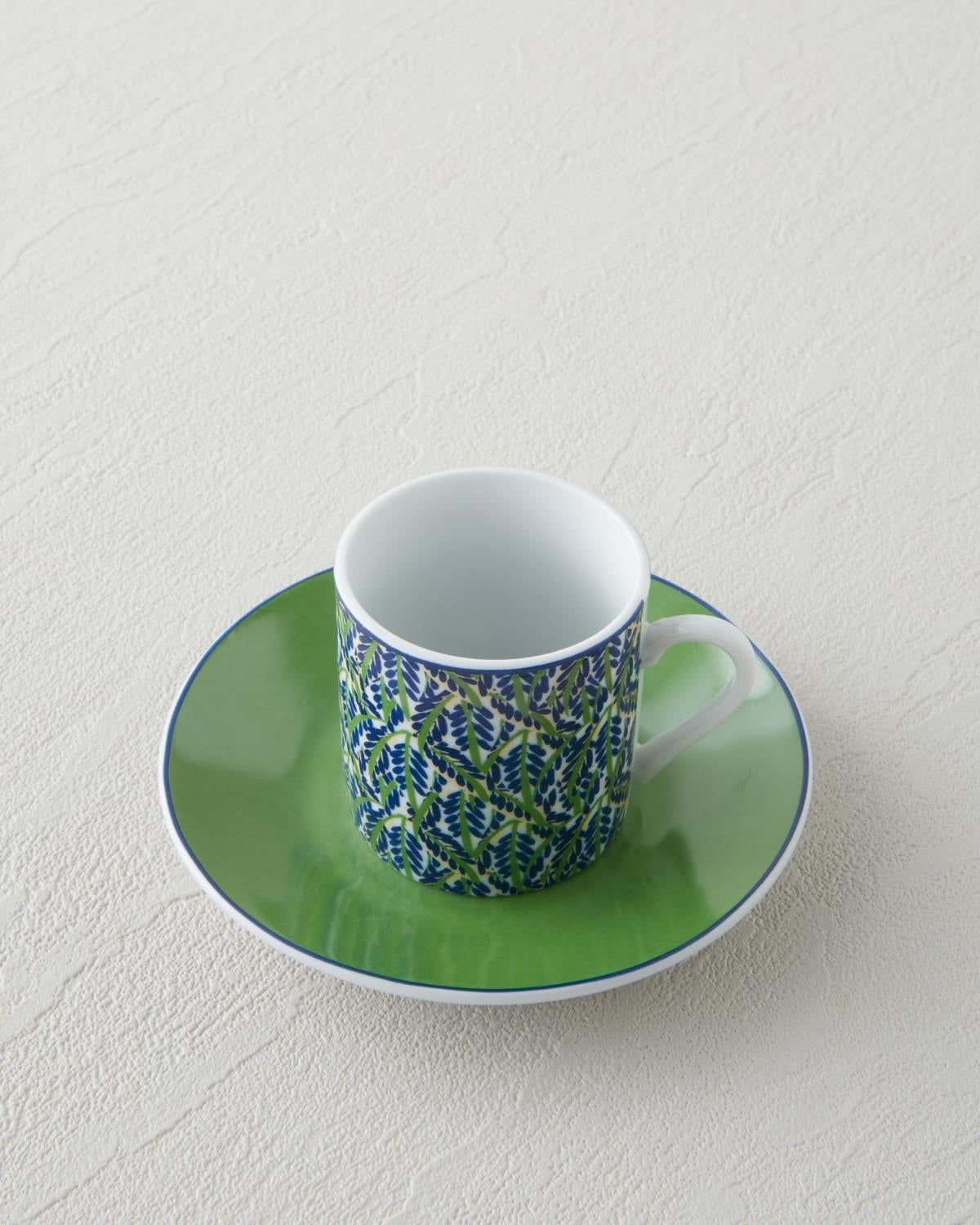 Professional Grade Porcelain Coffee Cup Set   2 Person   80ml   Green Finish