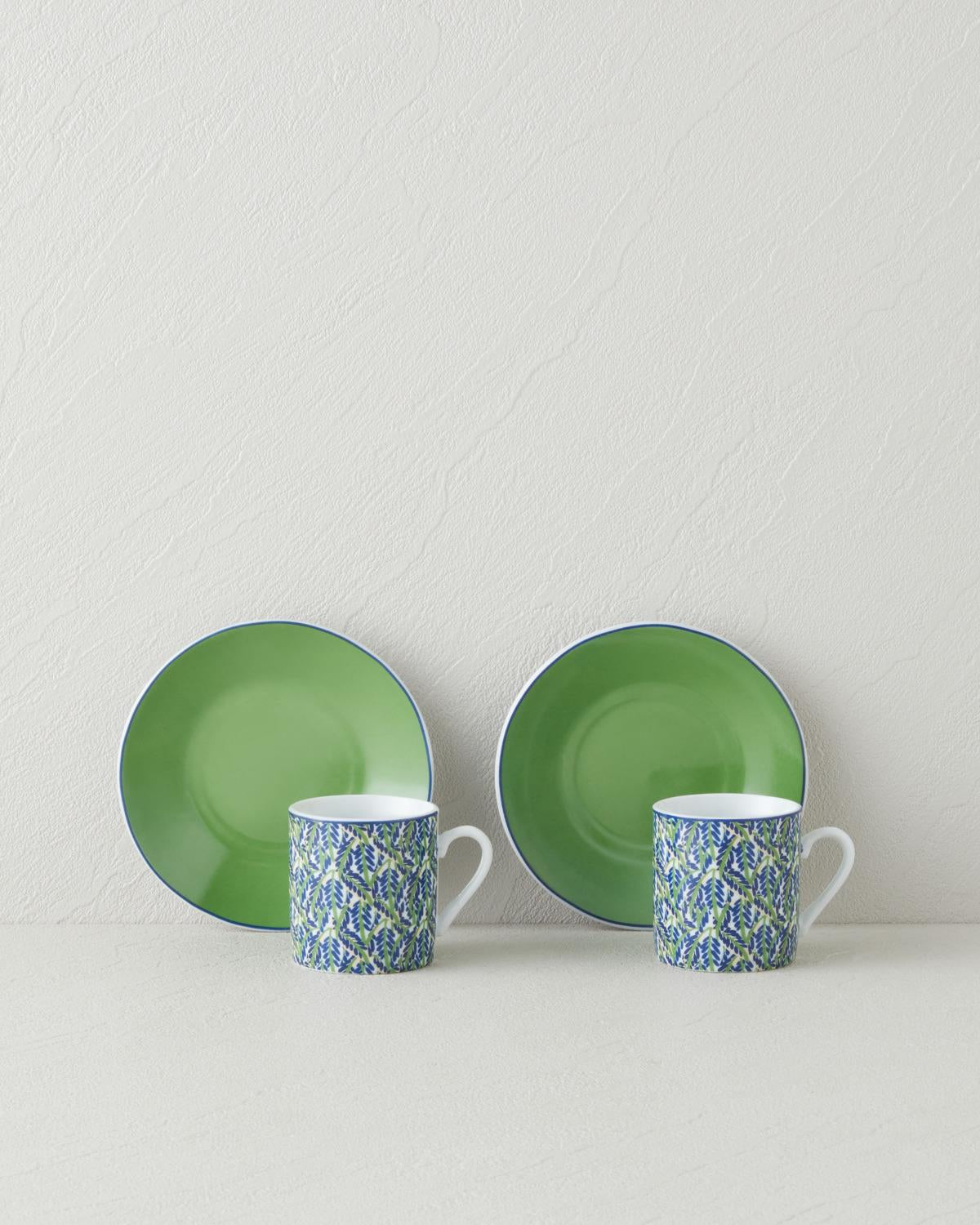 Professional Grade Porcelain Coffee Cup Set   2 Person   80ml   Green Finish