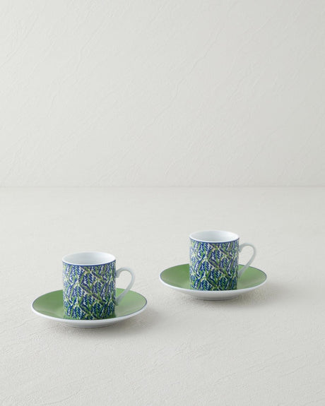 Professional Grade Porcelain Coffee Cup Set   2 Person   80ml   Green Finish