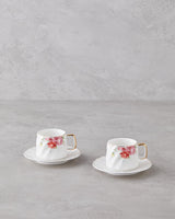 Premium New Bone China Coffee Cup Set   4 Piece Floral Design