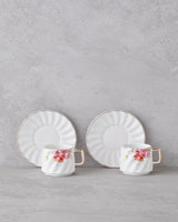 Premium New Bone China Coffee Cup Set   4 Piece Floral Design