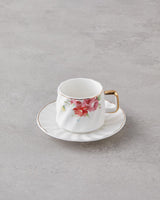 Premium New Bone China Coffee Cup Set   4 Piece Floral Design