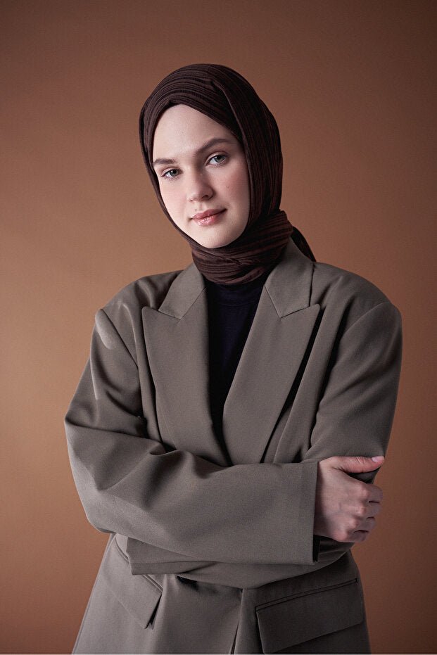Mixed Cotton Series Shawl - Wrinkle - Free Bitter Brown - TryAladdin