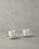 Professionelt tyrkisk porcelænskaffesæt med farverige blandede linjer