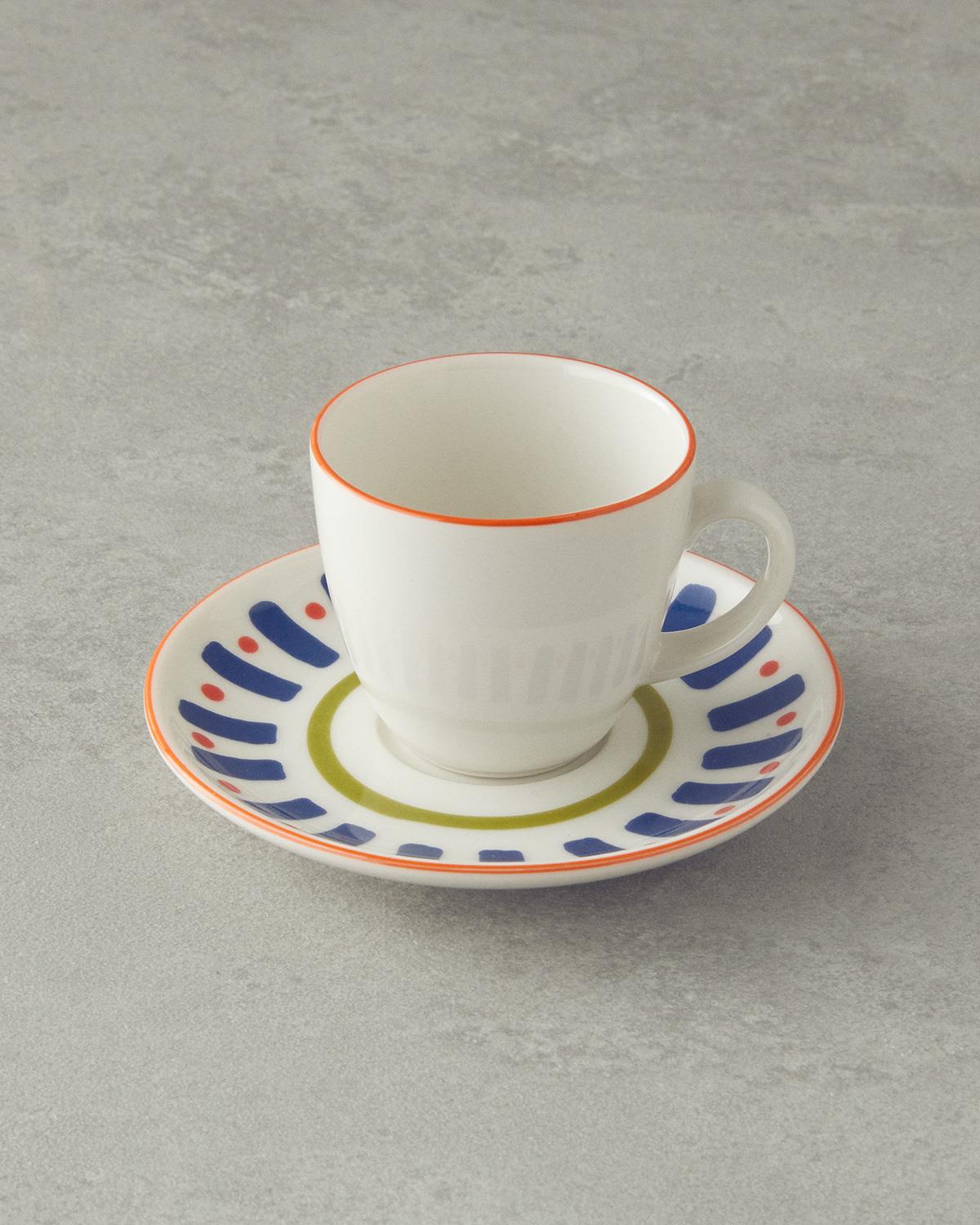 Professionelt tyrkisk porcelænskaffesæt med farverige blandede linjer