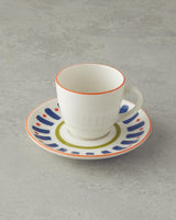 Professionelt tyrkisk porcelænskaffesæt med farverige blandede linjer