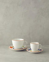 Professionelt tyrkisk porcelænskaffesæt med farverige blandede linjer