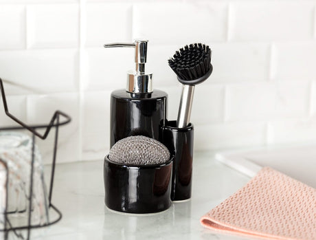 Modern Bathroom Liquid Soap Dispenser & Cleaning Brush Set - TryAladdin
