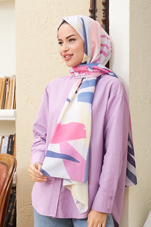 Modern Geometric Pattern Lilac Shawl - Soft & Stylish - TryAladdin