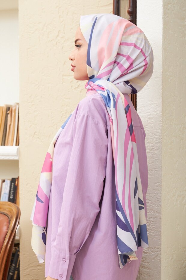Modern Geometric Pattern Lilac Shawl - Soft & Stylish - TryAladdin