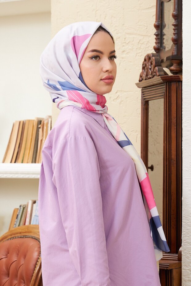 Modern Geometric Pattern Lilac Shawl - Soft & Stylish - TryAladdin