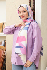 Modern Geometric Pattern Lilac Shawl - Soft & Stylish - TryAladdin