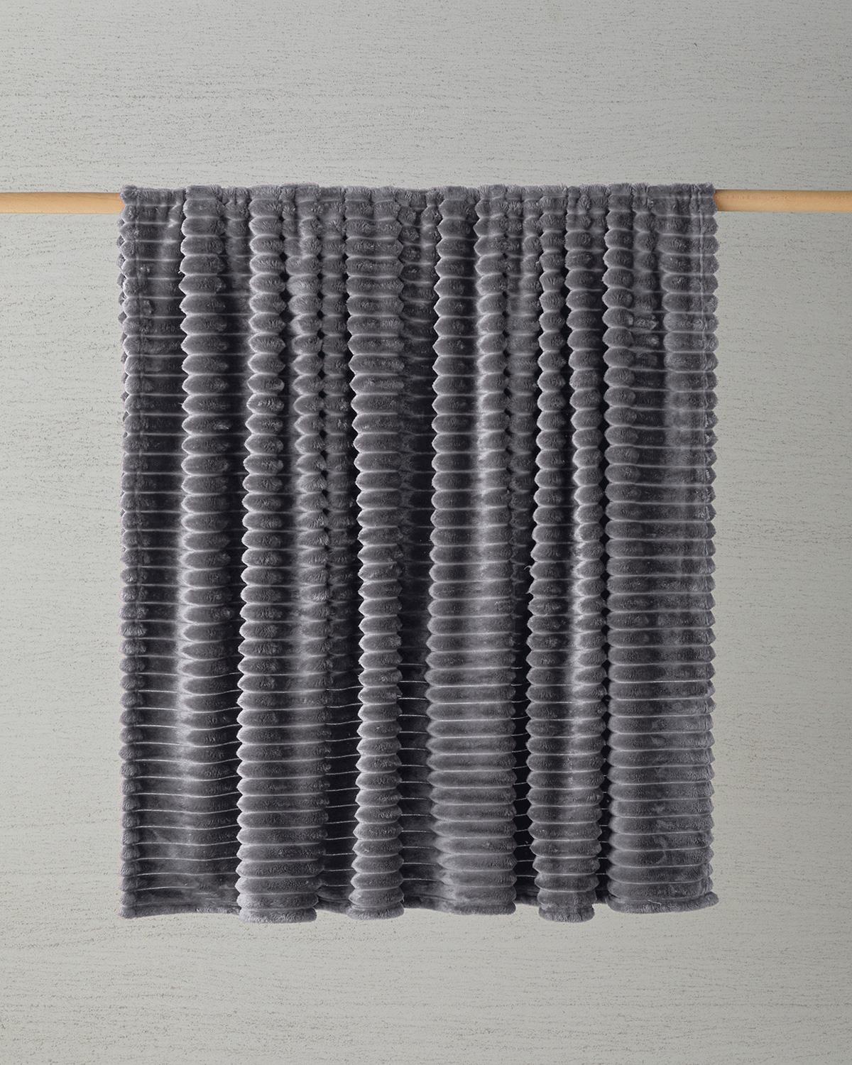 Premium-Super-Soft-Double-Size-Striped-Dark-Grey-Blanket