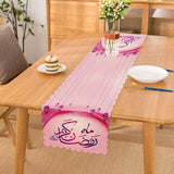 Modern Runner and Cushion Pillow Cover Set with Pink Background and Ramadan Sherif Design - TryAladdin